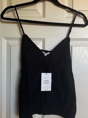 NWT Love Tree Black Linen Blend Spaghetti Strap Tank, Various Sizes